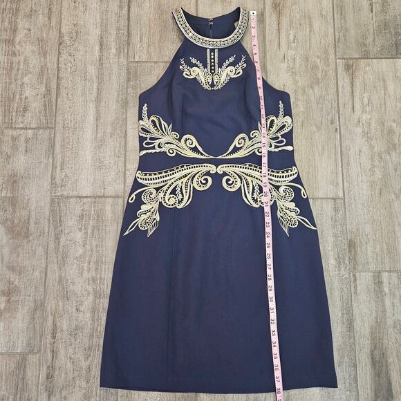 Lilly Pulitzer Benita Embellished Shift Dress Women 10 Blue Cocktail Preppy Glam - Picture 5 of 15